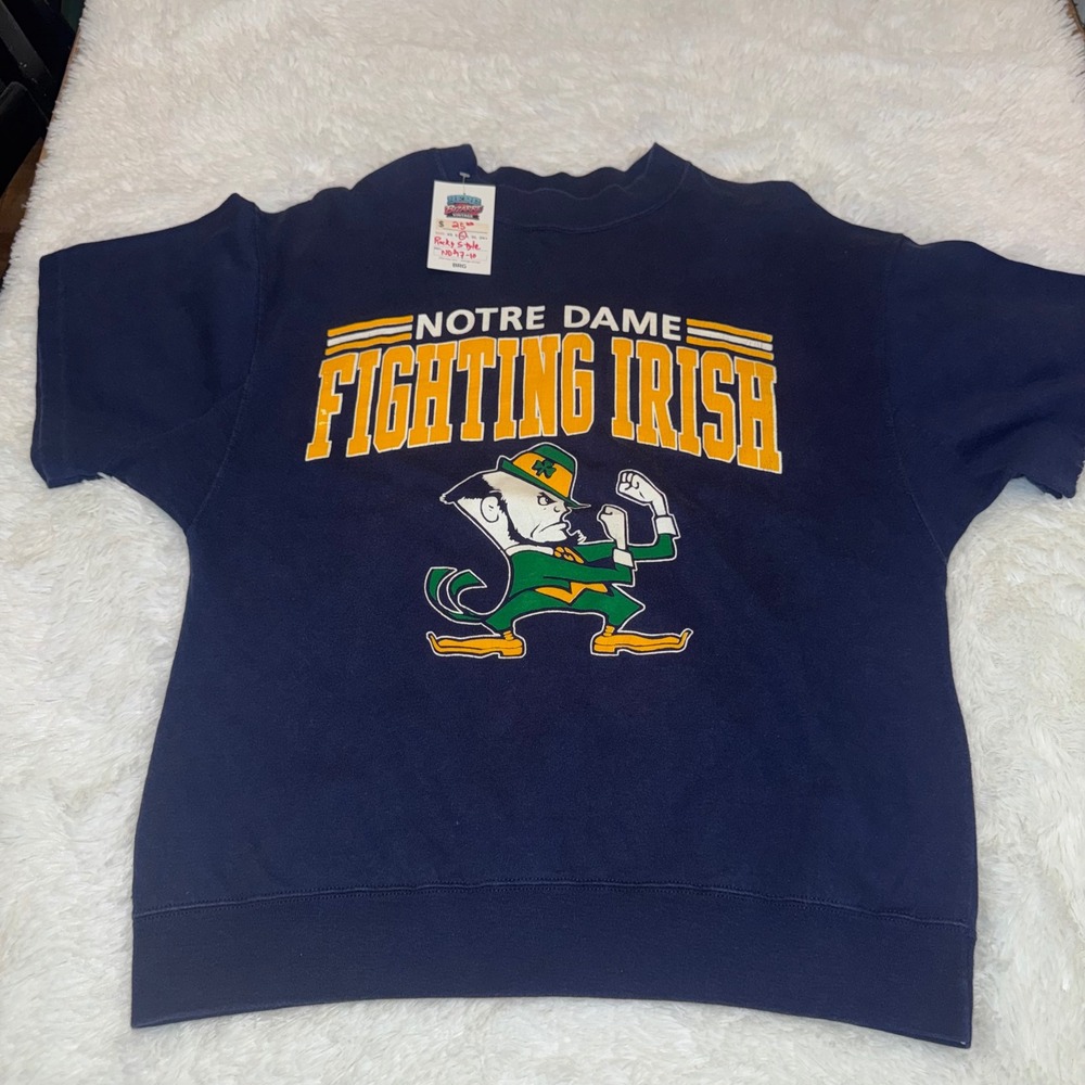Artex Notre Dame Fighting Irish Sweatshirt Mens Medium Navy Good Rocky Style 90s